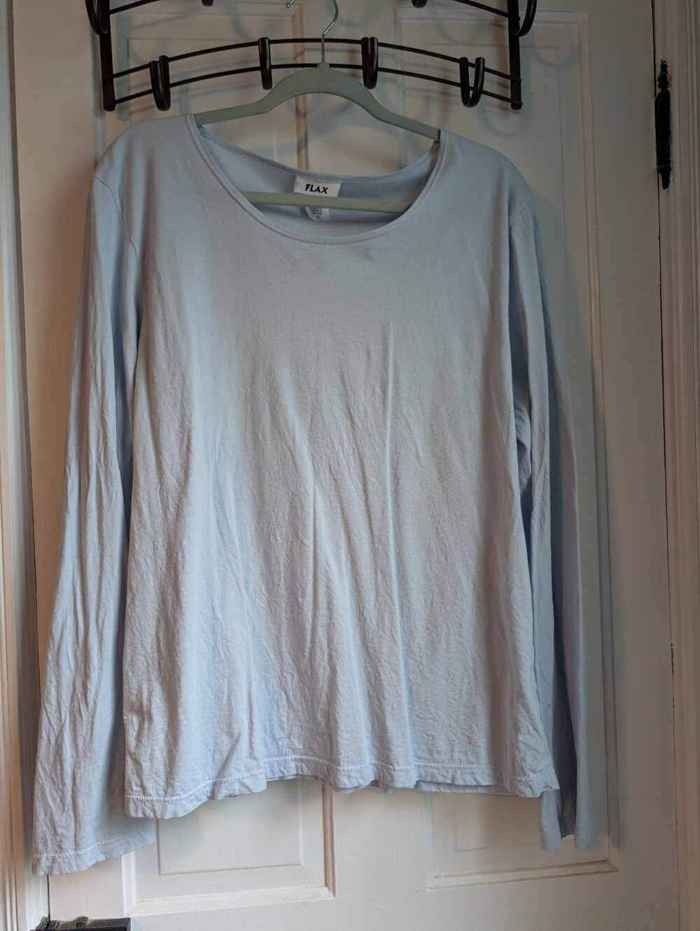 Flax Long Sleeve Cotton Tee, XL, Light Blue